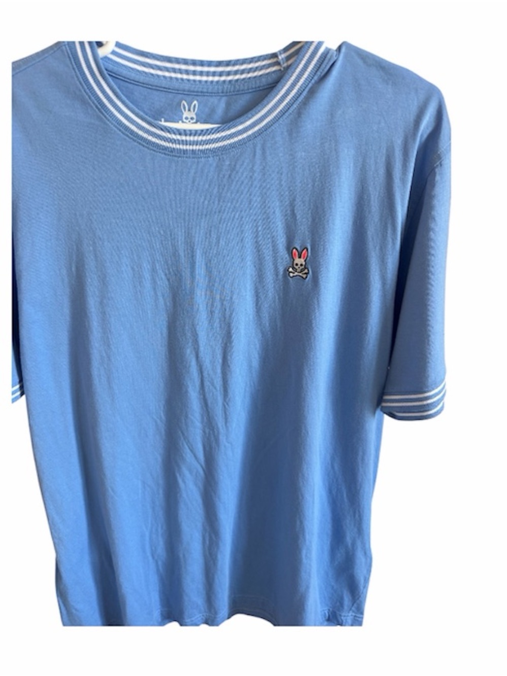 Men - Psycho Bunny Light Blue Ringer T-Shirt with White Trim